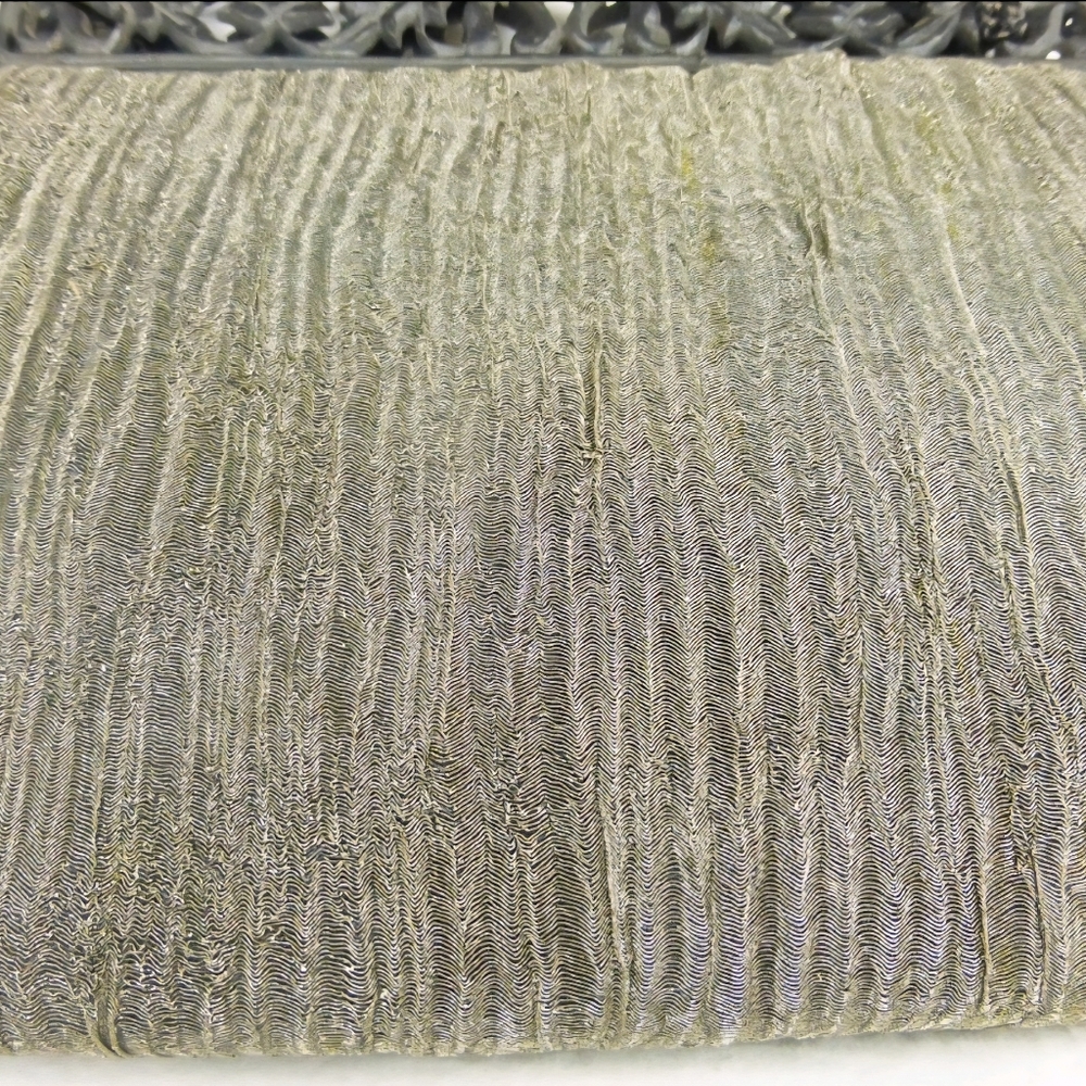 Vtg purse clutch handbag metalic silk mesh cast iron decor closer Venetian artsy - Picture 4 of 5